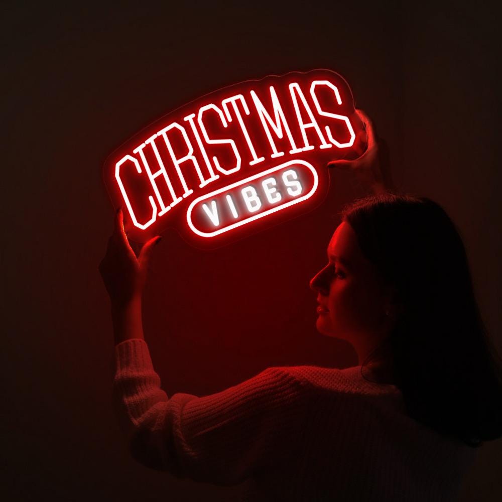 Christmas Vibes Neon Sign, Christmas Neon Decor Wall, Holiday Neon Sign, Cute Christmas Nepn Led, Christmas Neon Sign Gifts