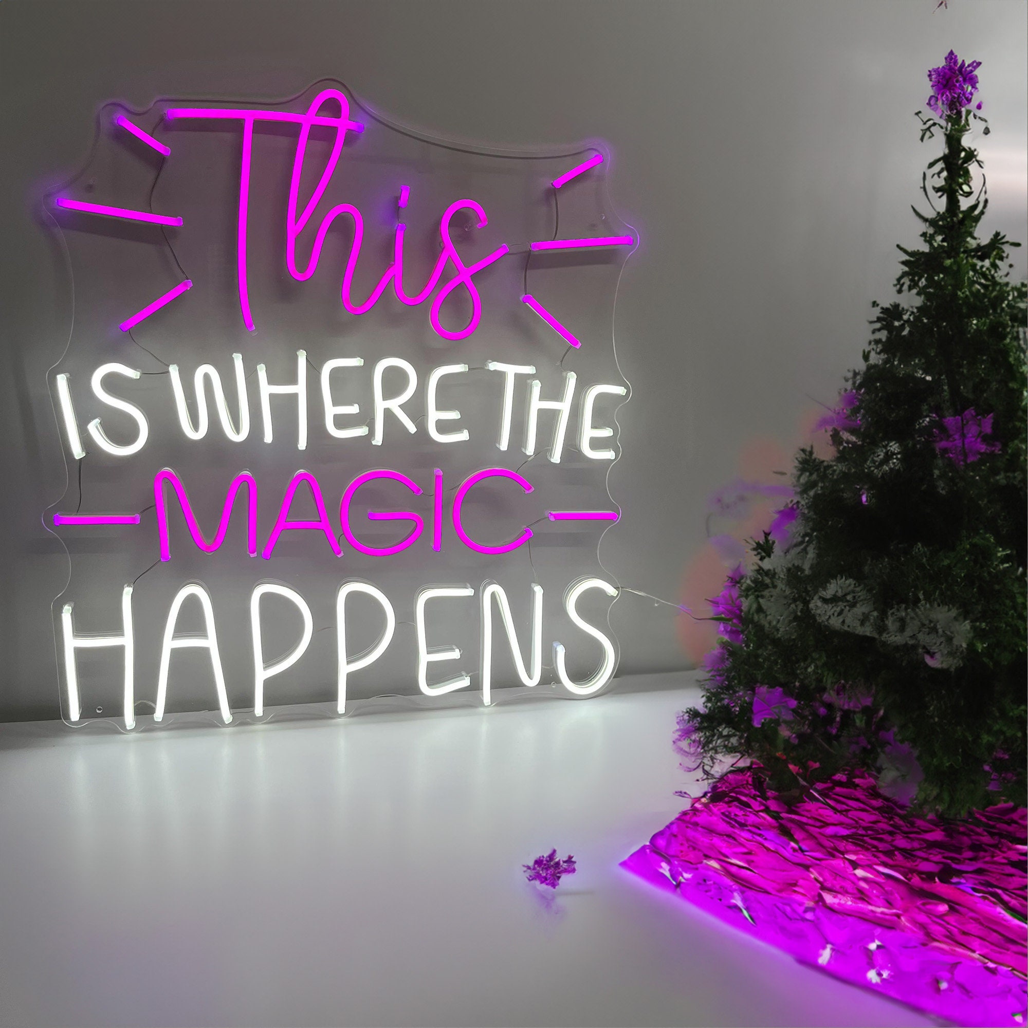 Neon Sign This is where the Magic Happens | Neon Sign Custom | Custom Neon Light | Neon Sign Art | Neon Sign Wall Decor | Neon Sign Bar