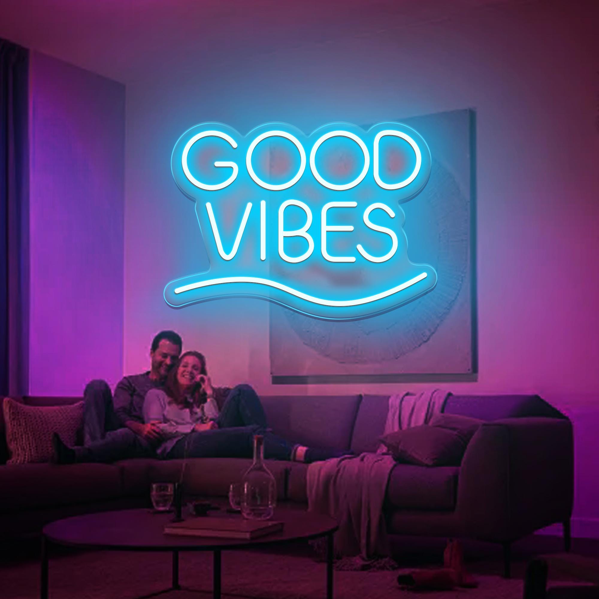 Good Vibes Neon Sign, Large Good Vibes Neon Lights for Bedroom, Wall, Game Room Decor, Good Vibes Led Signs for Party, Gift, Valentine's Day