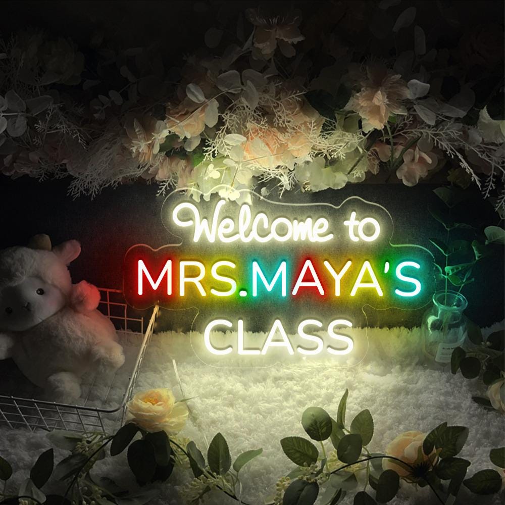 Personalized Teacher Door or Wall Neon Sign, Classroom Sign, Teacher Name Neon Sign, Classroom Door Hanger, Personalized Teacher Neon Sign