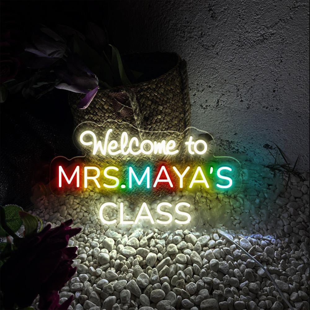 Personalized Teacher Door or Wall Neon Sign, Classroom Sign, Teacher Name Neon Sign, Classroom Door Hanger, Personalized Teacher Neon Sign