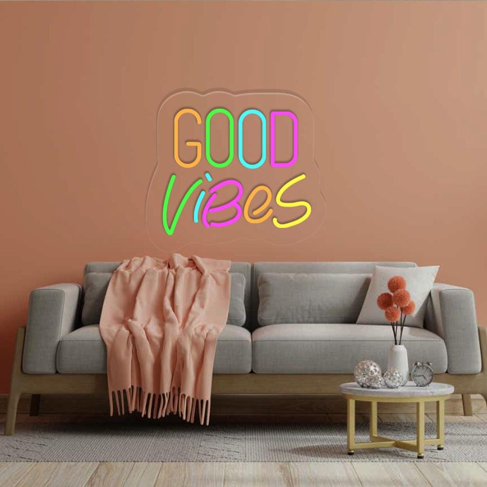 Good Vibes Neon Sign Gifts, Neon Sign Wall Art, Modern Dorm Wall Art, Quote Neon Sign, Typography Neon Sign, Dorm Decor Neon Sign Gifts