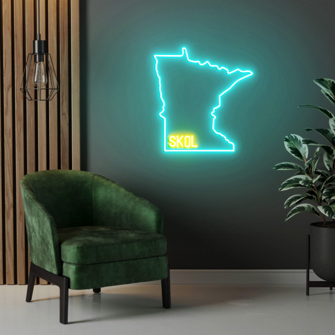 SKOL Sign, Skol Minnesota Vikings Neon Sign, Vikings Skol Home Decor, Minnesota State Outline, Skol Gift, Christmas Gift