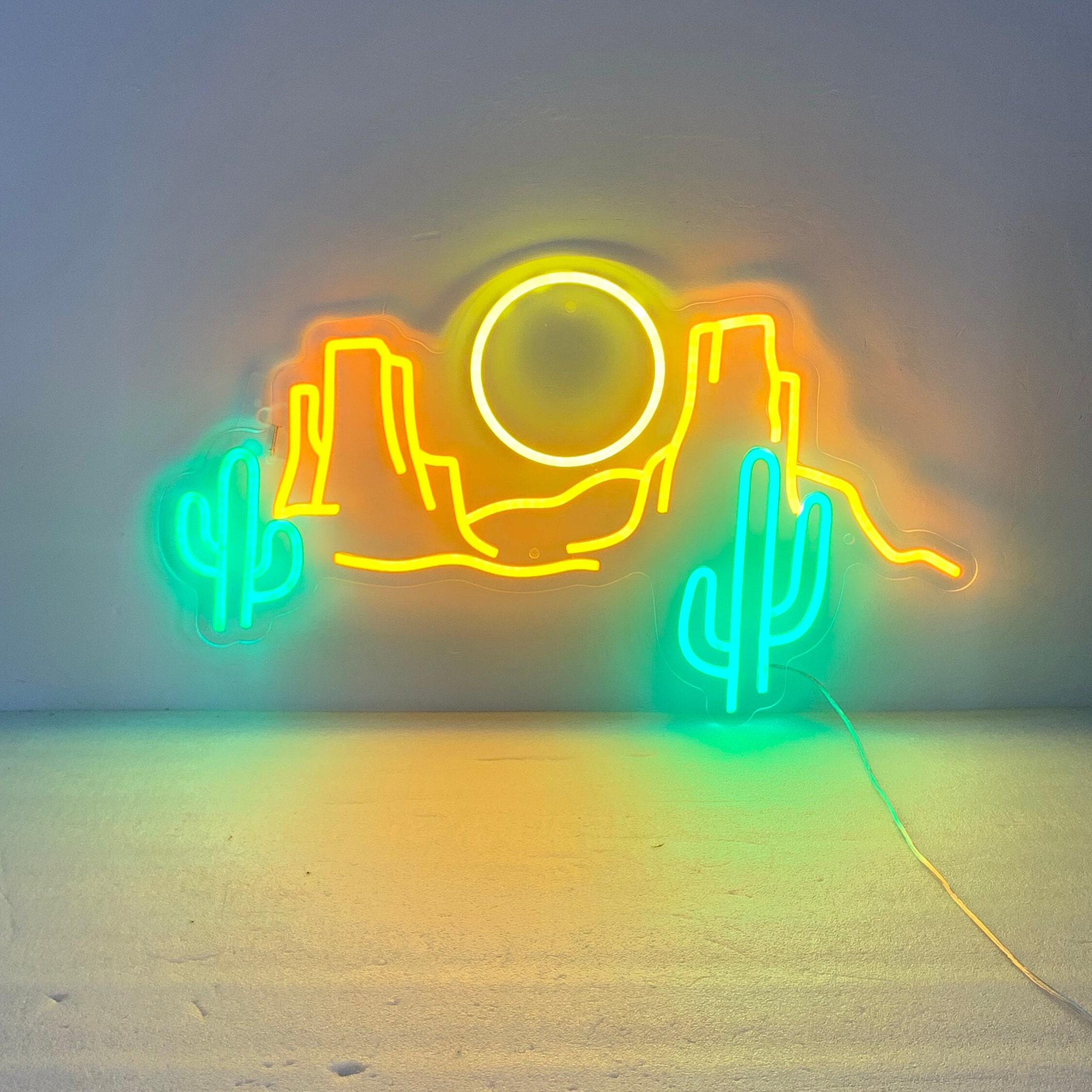 Desert with Cactus Neon Light, Desert Decor, Desert Neon Light, Wild West, Gift for Husband