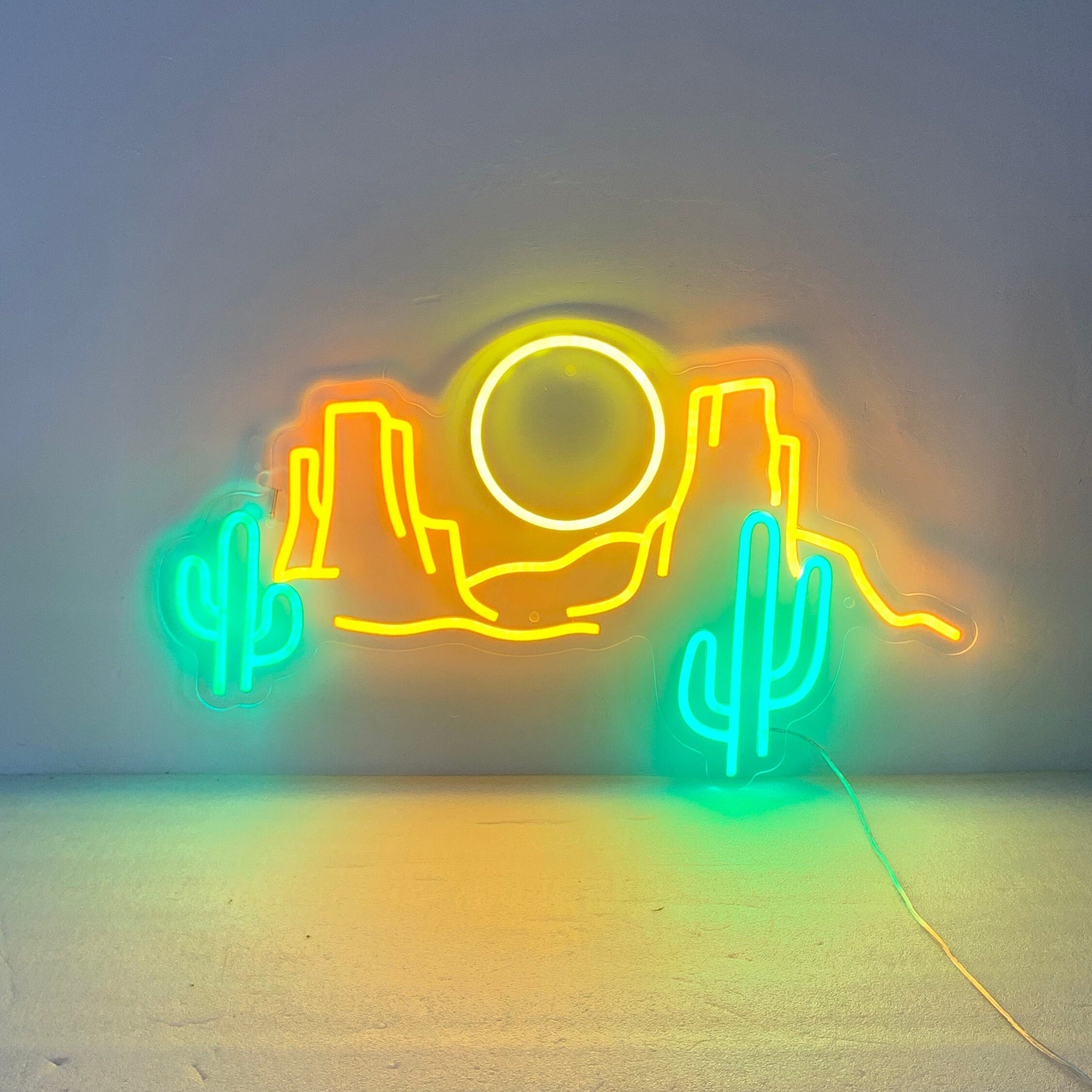 Desert with Cactus Neon Light, Desert Decor, Desert Neon Light, Wild West, Gift for Husband