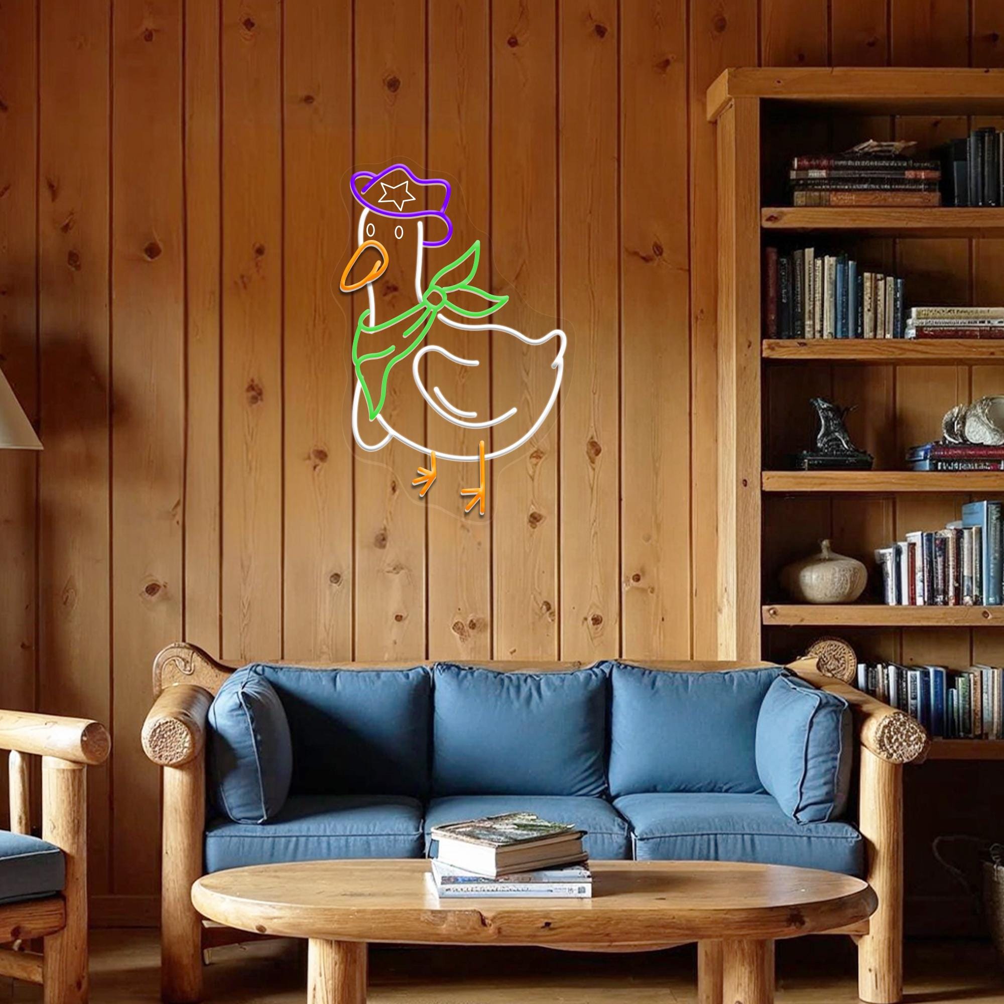 Cowboy Duck Neon Sign Funny Farmhouse LED Light, Western Bar Wall Decor, Rustic Barn Aesthetic, Country Gift for Duck & Cowboy Fans