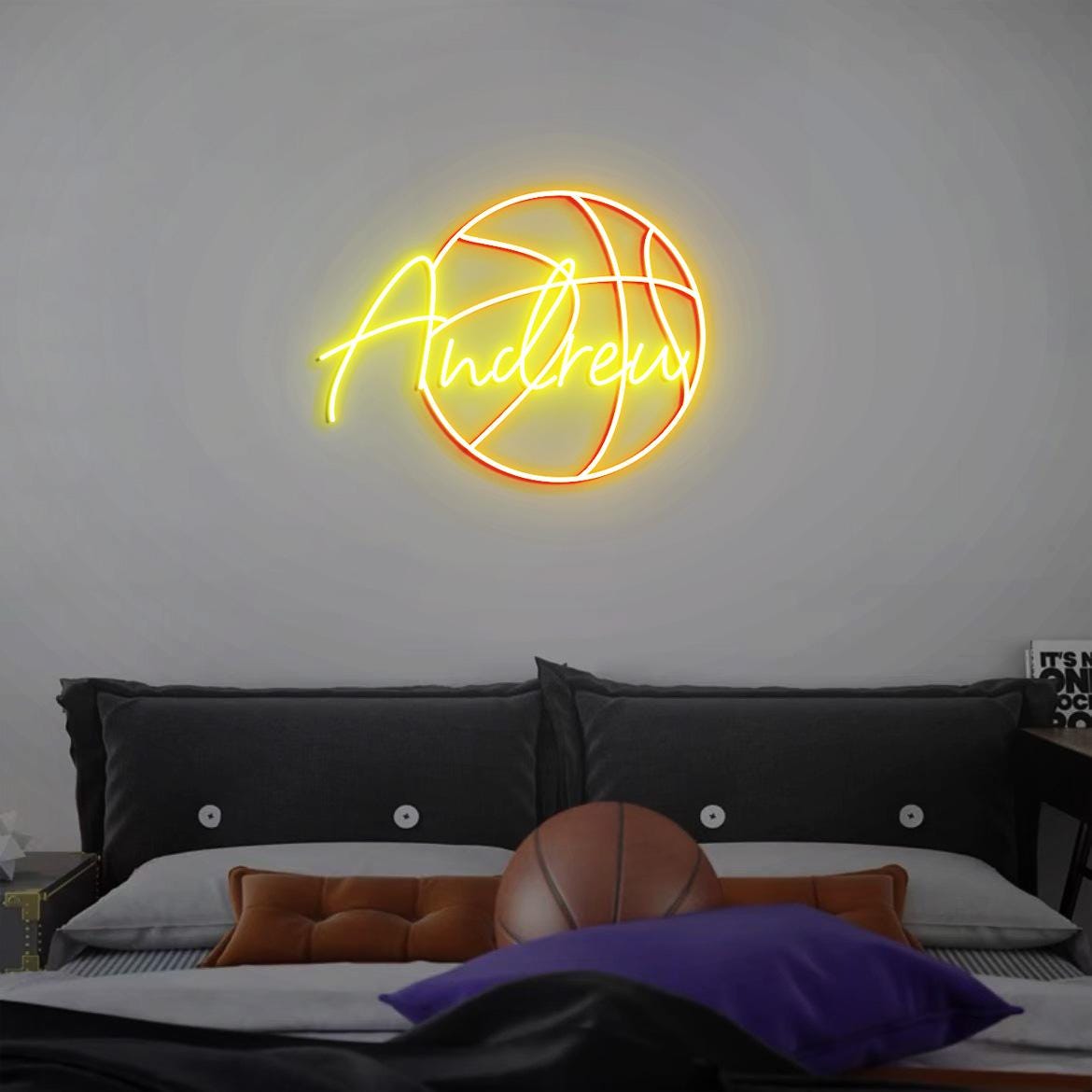 Customized Basketball Neon Sign Name, Basketball Bedroom Wall Neon Light Name, Customized Basketball Nursery Name, Basketball Birthday Gifts