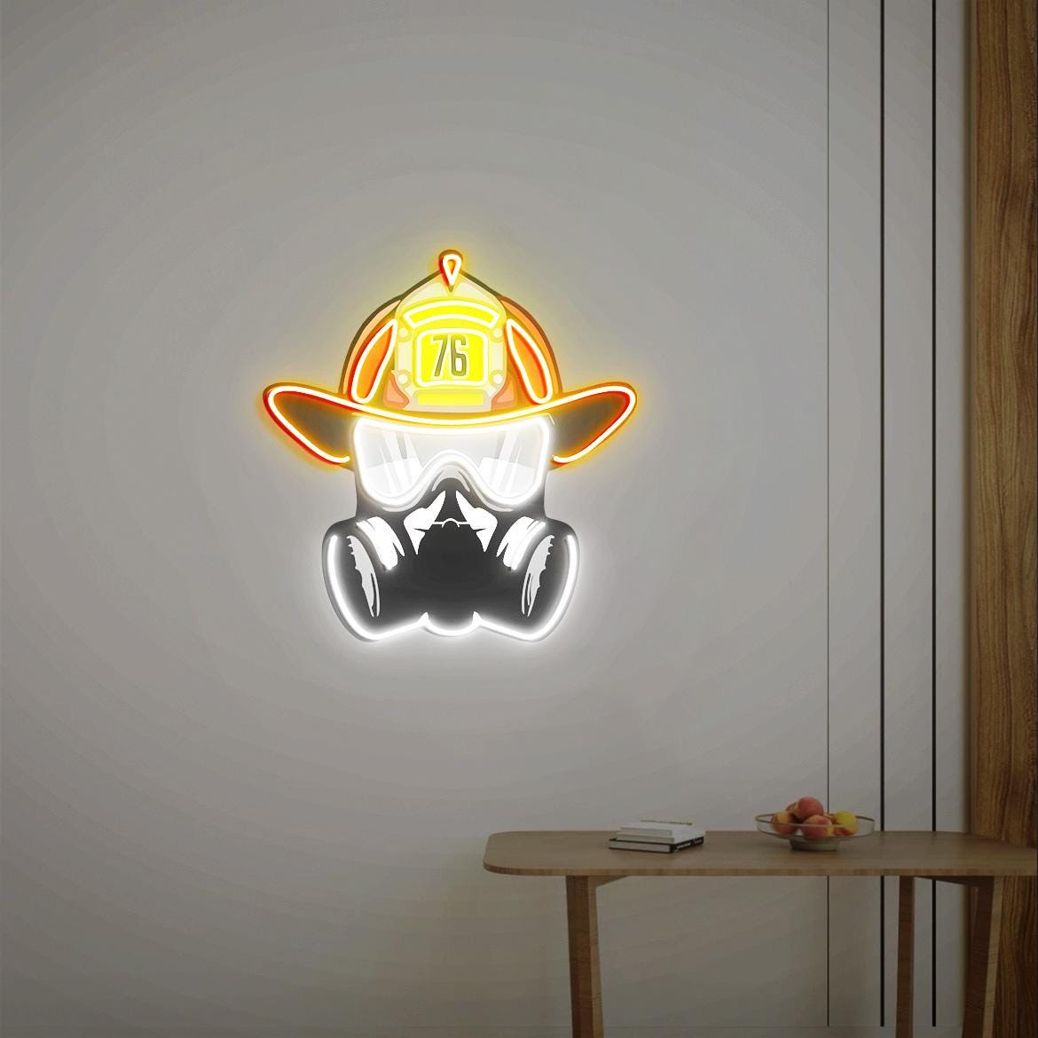 Firefighter Neon Sign, Customized Firefighter Sign, Custom Firefighter Helmet Sign, Personalized Gift for Fireman, Firefighter Gifts,