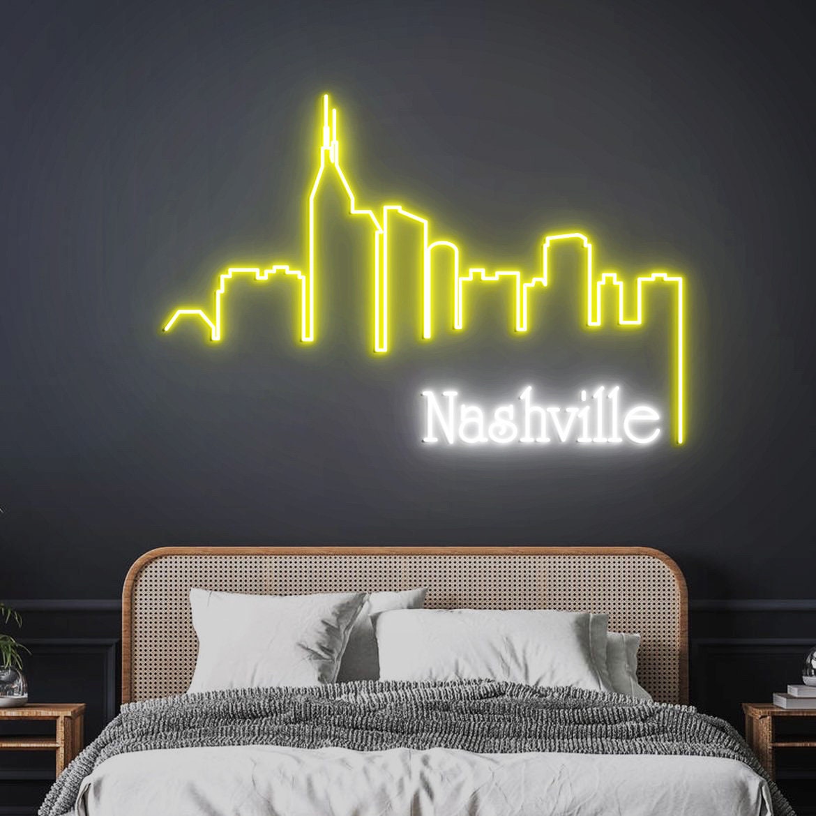 Nashville Skyline Neon Sign, Nashville City Skyline Wall Art, Custom Neon Sign City Skyline, Nashville Home Decor, Nashville Gift