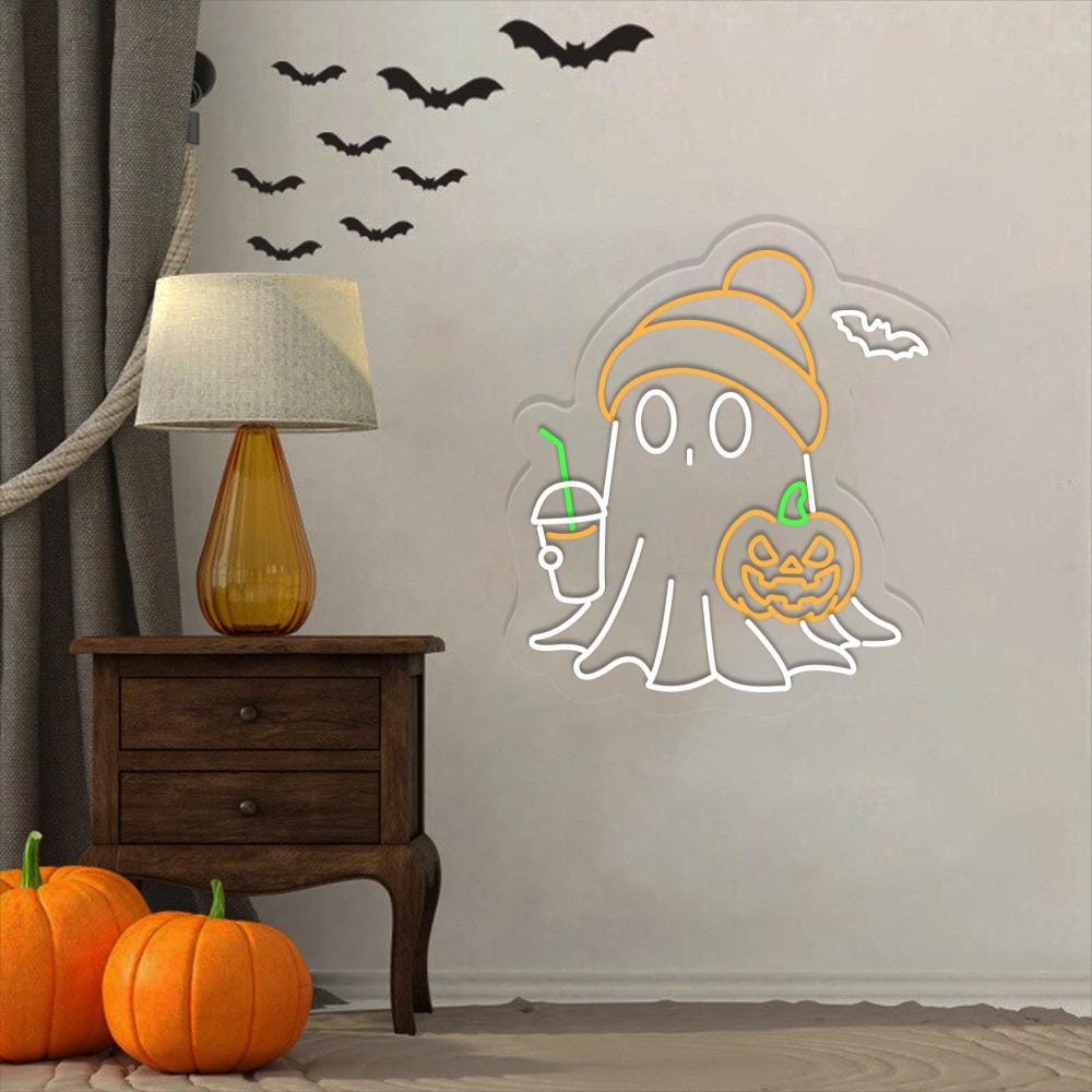 Cute Ghost Neon Sign Gifts, Funny Spooky Neon Sign, Womens Ghost Neon Led, Spooky Season Gifts, Halloween Party Neon Sign, Fall Ghost Neon