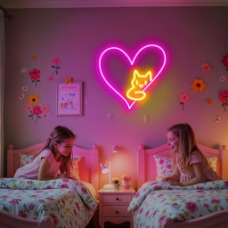 Cat in Heart Neon Sign Custom Heart LED Neon Light Cat Lover Gifts on Valentine Day Decor Wall Hanging Decor for Bedroom Personalized Gifts