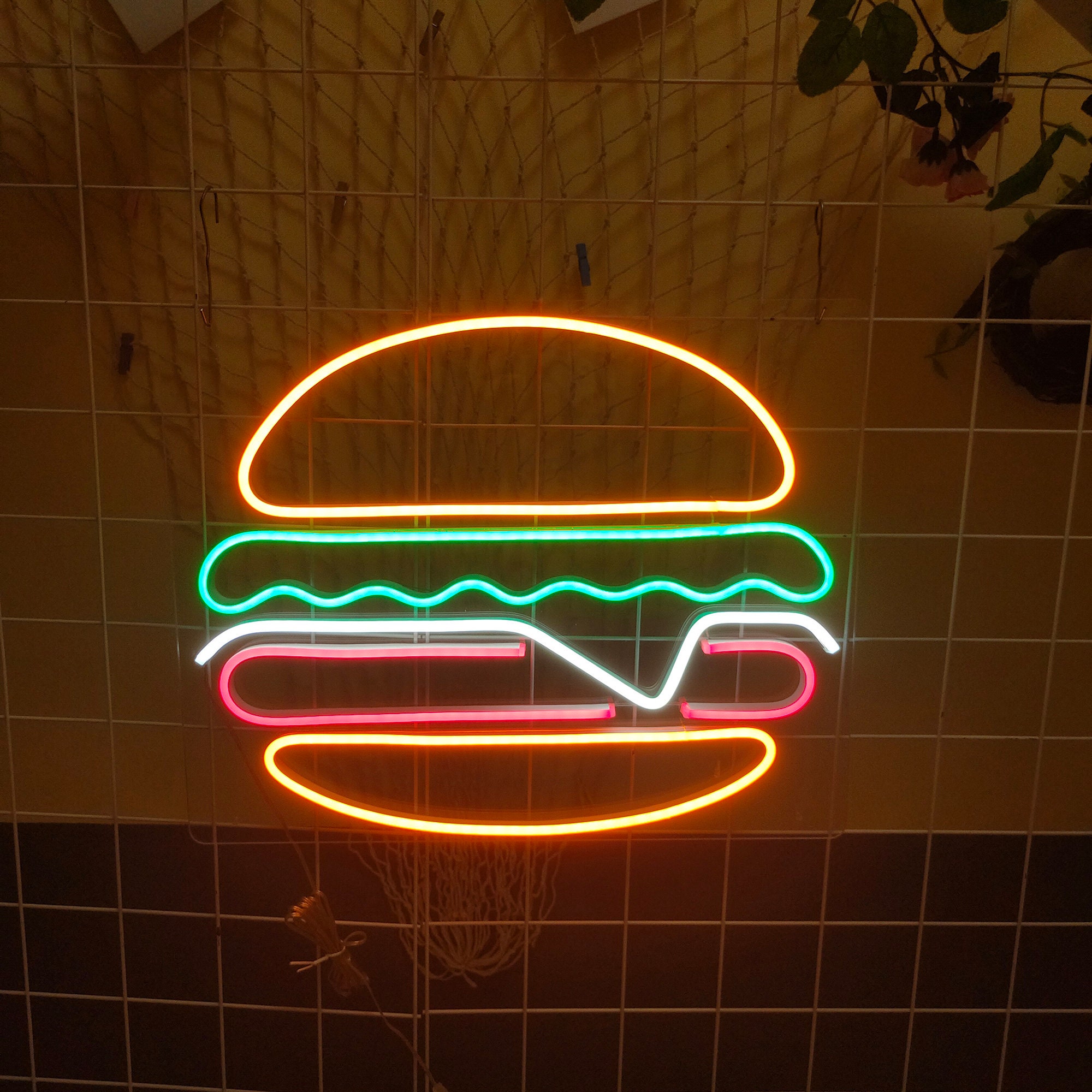 BURGER Custom Neon Sign Wall Decor Neon Light LED Perfect Night Light Kitchen Decor Neon Sign Wall Decor Neon Sign Art Neon Light Sign