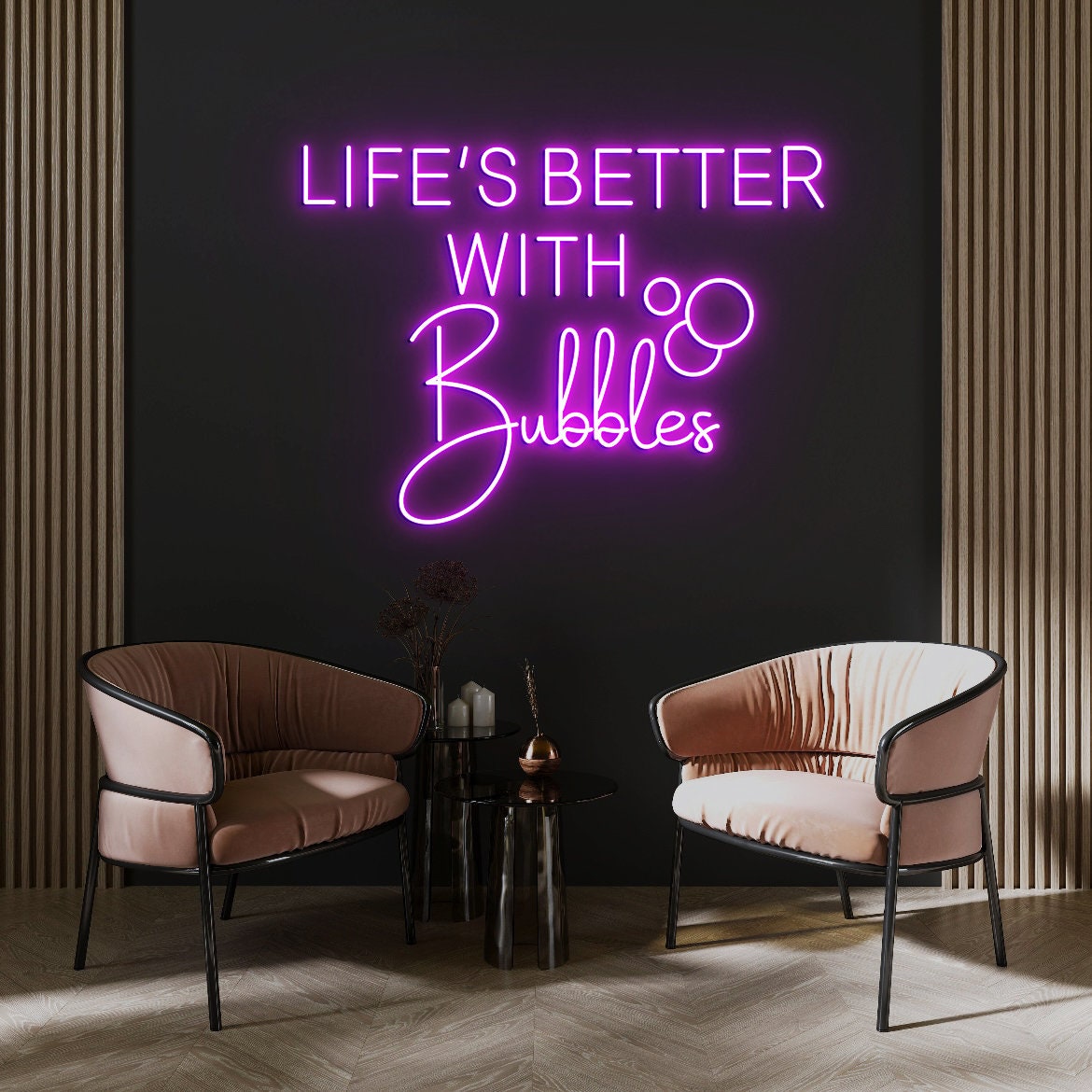 Life is better with Bubbles, Led Neon Sign, Bubbles Neon Sign, Champagne Wall Decor