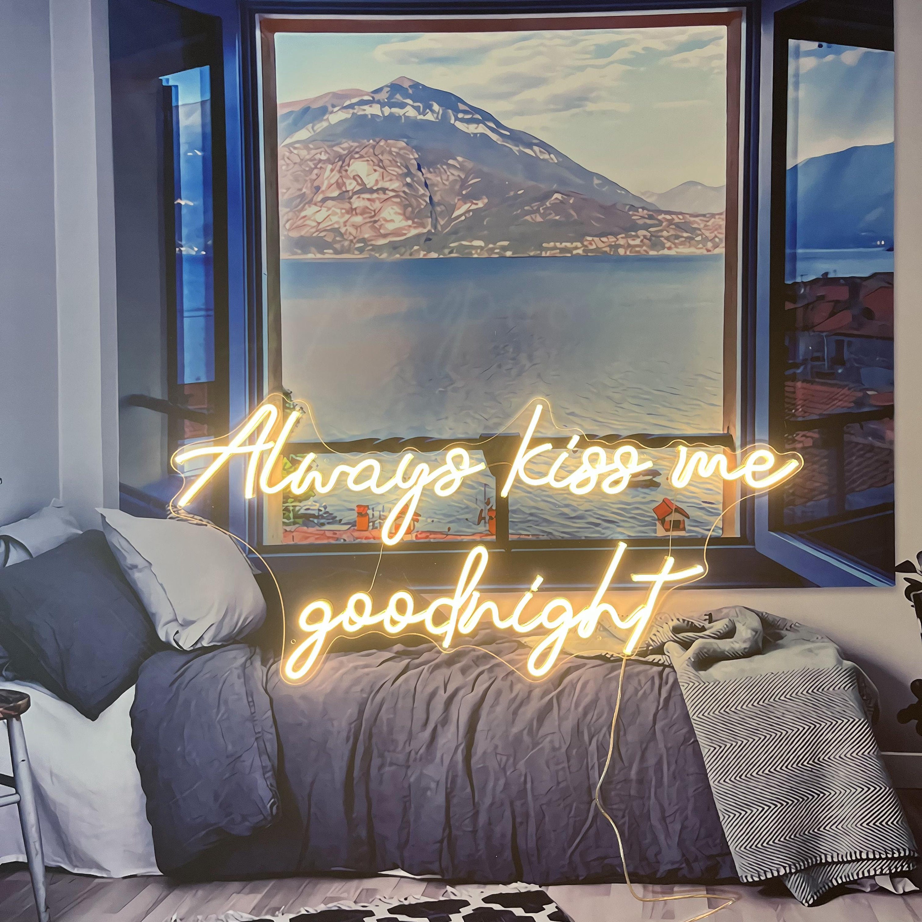 Always kiss me good night Neon Sign Bedroom Custom Neon Sign Wall Decor Night Light Customized Neon Sign Wedding Neon Sign Neon Howdy Sign