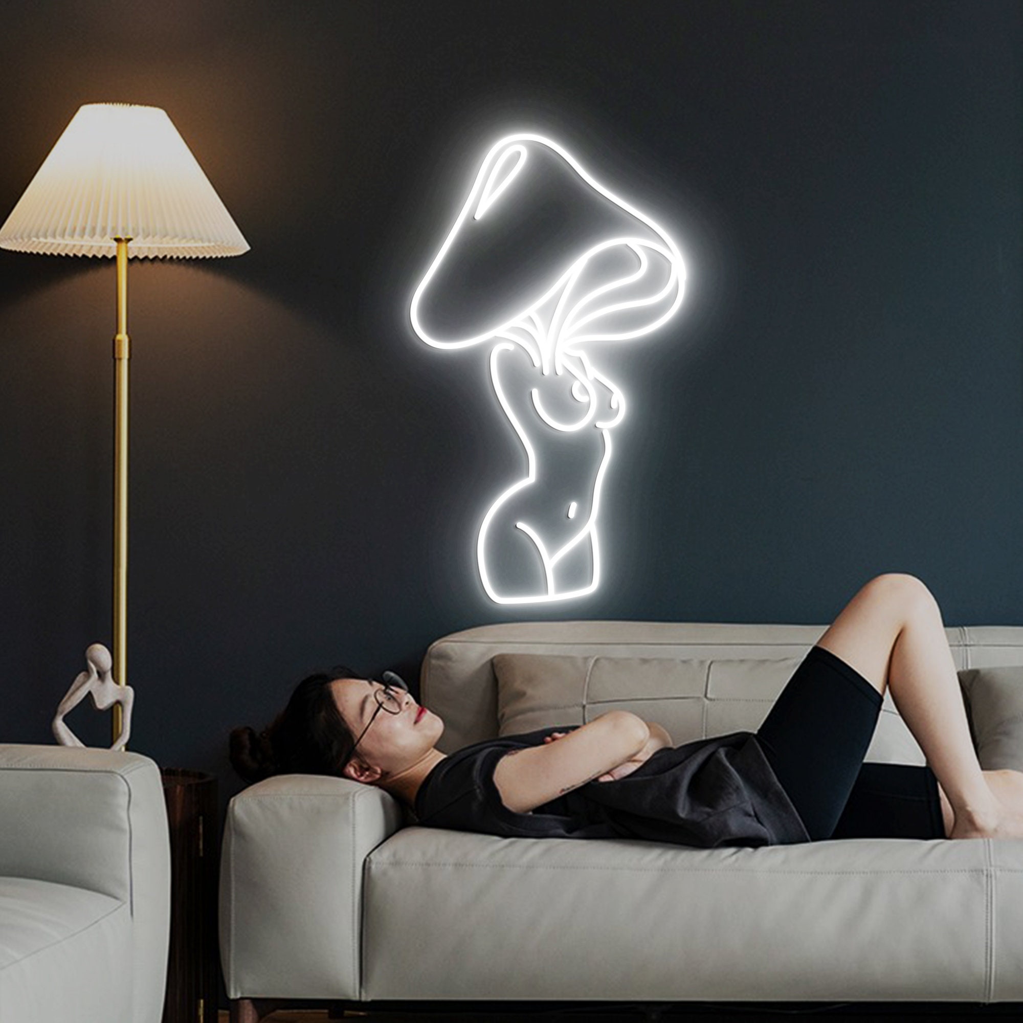 Mushroom Lady Led Neon Sign, Lady LED Lights, Bar Neon Sign for Man Cave Decor, Bedroom Wall Decor Party Art Decoration Gift for Her
