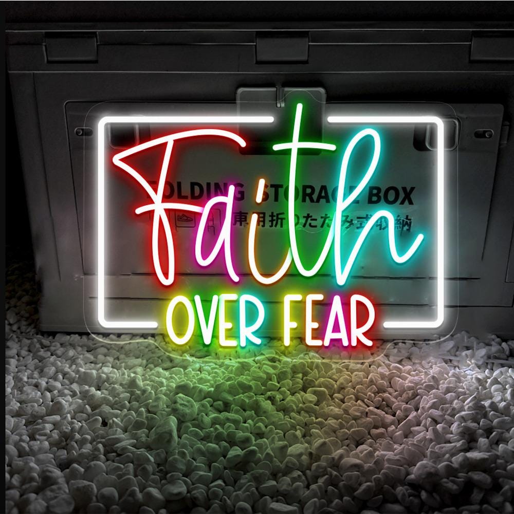 Faith Over Fear Neon Sign Gifts, Inspirational Christian Neon, Bible Quote Neon, Faith Neon For Women, Kindness Neon Sign, Bible Verse Neon