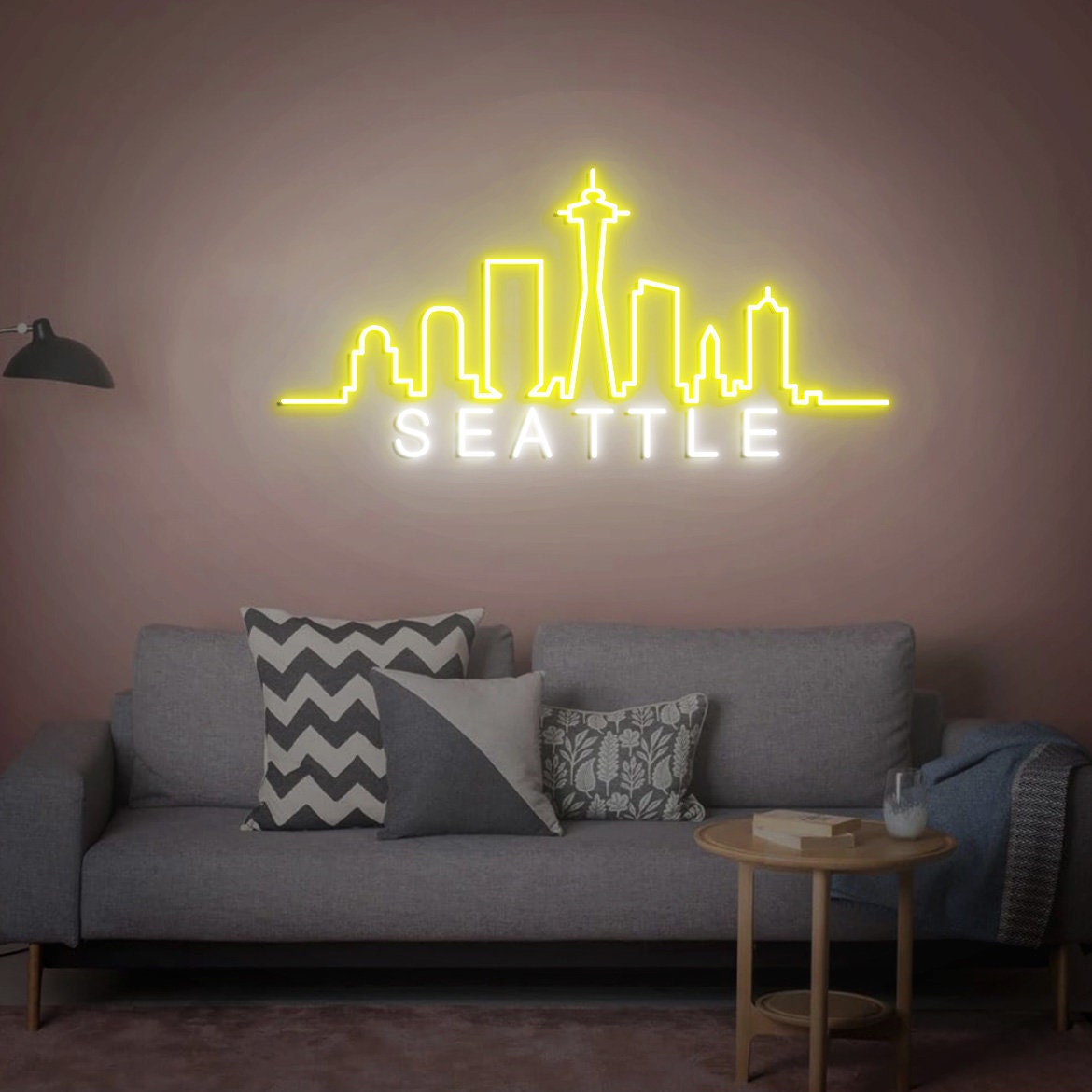 Seattle Skyline Neon Sign, Seattle Skyline Arty, US City Art, Custom City Skyline Neon Light, Seattle Art, Personalized Living Room Decor