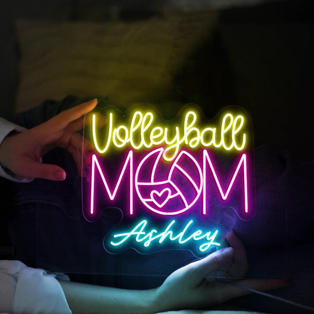 Custom Volleyball Mom Neon Sign, for Mom Volleyball Neon, Mothers Day Neon with Kid Name, Volleyball Mom Neon Sign Gifts for Mom