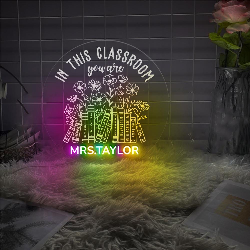 Custom Name Teacher Neon Sign, Teacher Appreciation, It's A Good Day To Read, Classroom Door Hanger, Personalized Language Teacher Neon Sign