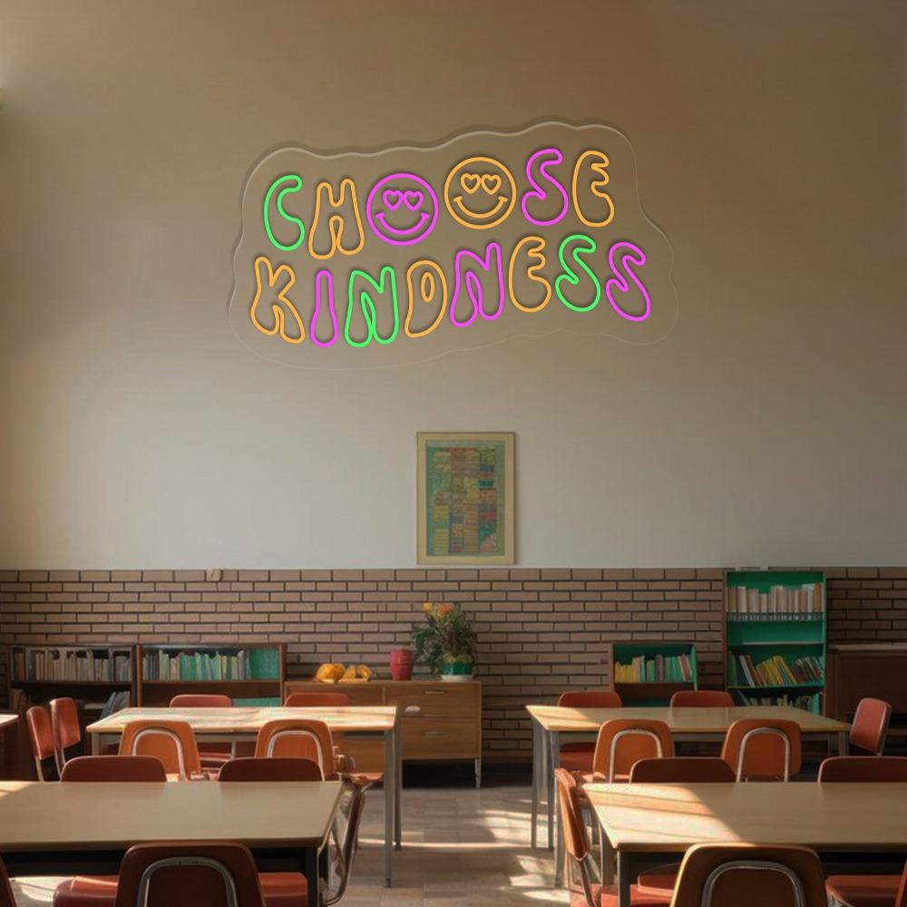 Choose Kindness Neon Sign, Cute Teacher Neon Sign, Teacher Smiley Face Neon Sign, Positive Affirmation Neon Sign, Group Teacher Neon Gifts
