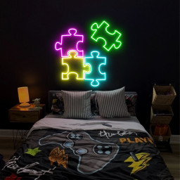 Puzzle Neon Light, Neon Sign Light Decor, Puzzle Bedroom Neon Sign, Bedroom Neon Lights, Game Neon Signs, Puzzle Wall Decoration