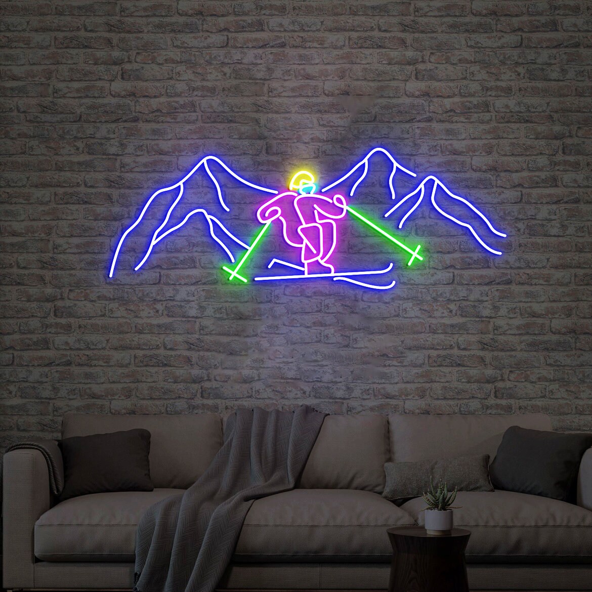 Ski Neon Sign, Ski Wall Decor, Skier Neon Sign, Gifts for Skiers, Ski Goggles Neon Sign, Snow Goggles