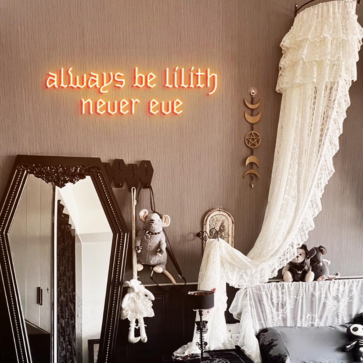 Always Be Lilith Never Eve Neon Sign, Lilith Sign for Goth Room Wall, Gothic Bedroom Wall Neon Light, Lilith Sign Wall