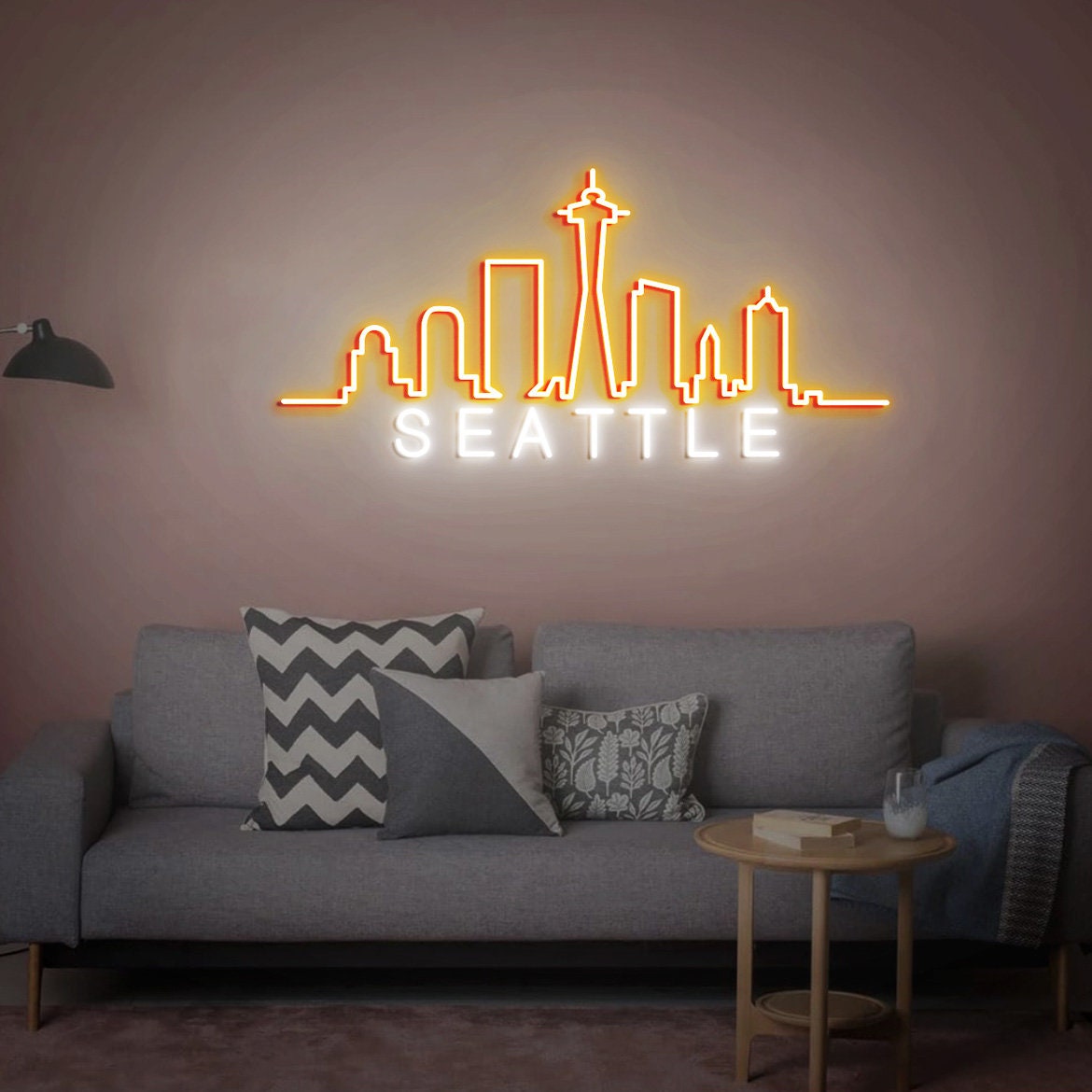 Seattle Skyline Neon Sign, Seattle Skyline Arty, US City Art, Custom City Skyline Neon Light, Seattle Art, Personalized Living Room Decor