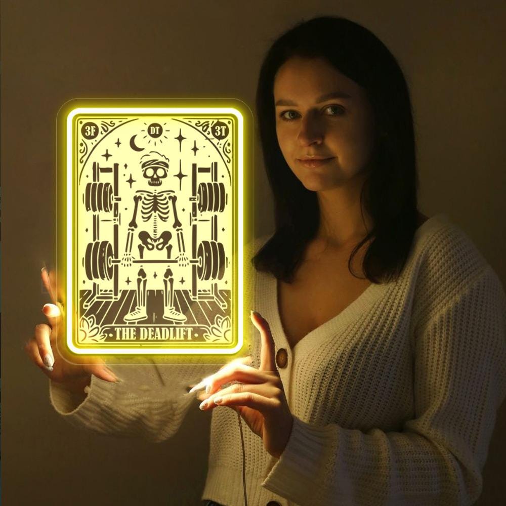 The Deadlift Tarot Card Neon, Funny Gym Shirt, Tarot Card Neon Sign Gifts, Fitness Neon, Workout Neon, Funny Lifting Neon, Gift For Him