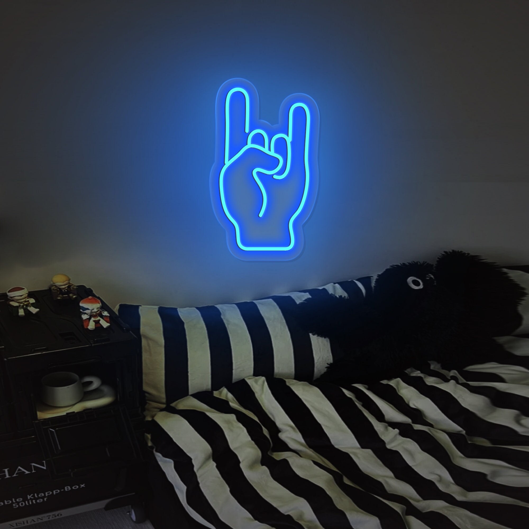 Rock On Hand Sign Kid Room Flex Silicone LED Neon Sign/Music Gesture Neon Sign/ Heavy Metal Sign Wall Art/ Band Personalized Gift/Wall Decor