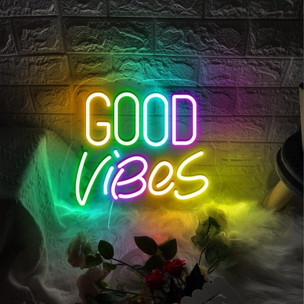 Good Vibes Neon Sign Gifts, Neon Sign Wall Art, Modern Dorm Wall Art, Quote Neon Sign, Typography Neon Sign, Dorm Decor Neon Sign Gifts