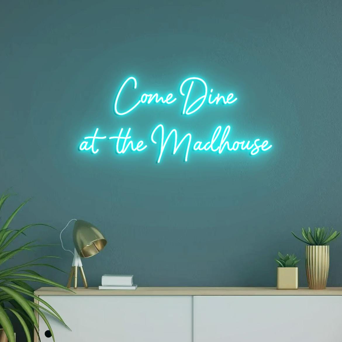 Come Dine At the Madhouse Neon Sign, Madhouse Sign, Neon Sign Dining Room Decor, Funny Signs for Dine Room Wall, Madhouse Wall Decor