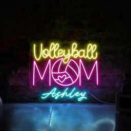 Custom Volleyball Mom Neon Sign, for Mom Volleyball Neon, Mothers Day Neon with Kid Name, Volleyball Mom Neon Sign Gifts for Mom