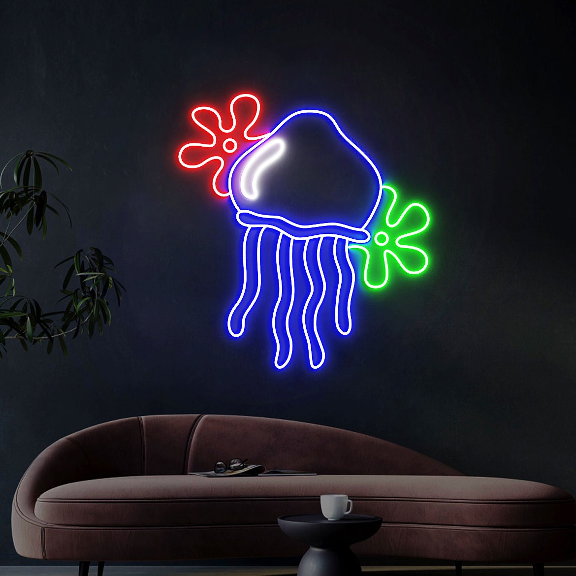 Jellyfish Neon sign, Custom Spongebob Flower Neon Light, Jellyfish Decoration Neon Sign, Jellyfish Wall Art Bedroom Decor