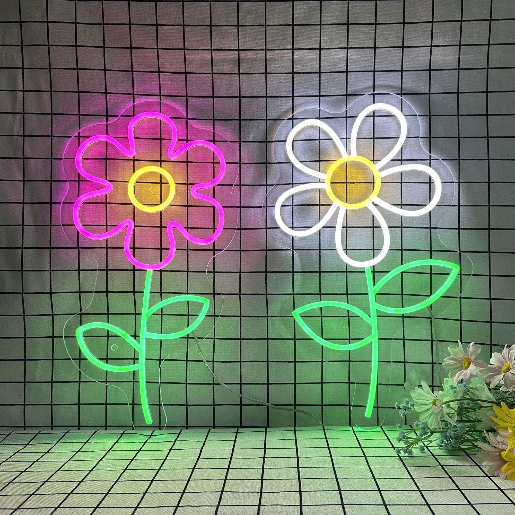 Flowers Neon Light, Neon Sign Light Decor, Led Flower Wall Backdrop, Bedroom Neon Lights, Flower Sign Led Light Wall Art Decor
