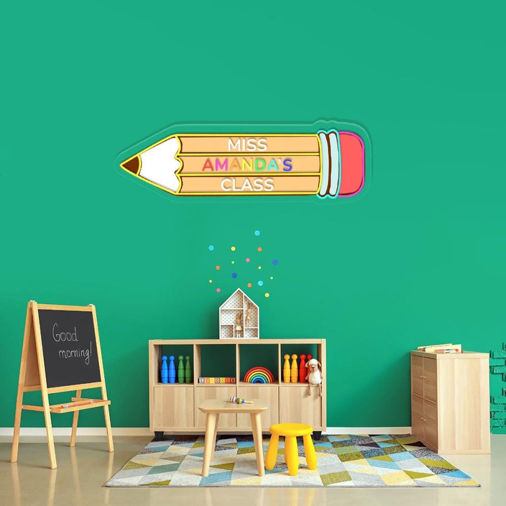 Pencil Neon wall Sign, Neon like, Pencil Neon Sign, Edge Lit Neon, Teacher Neon Light, Pencil Decorations, Teacher Neon Sign Decor Gifts