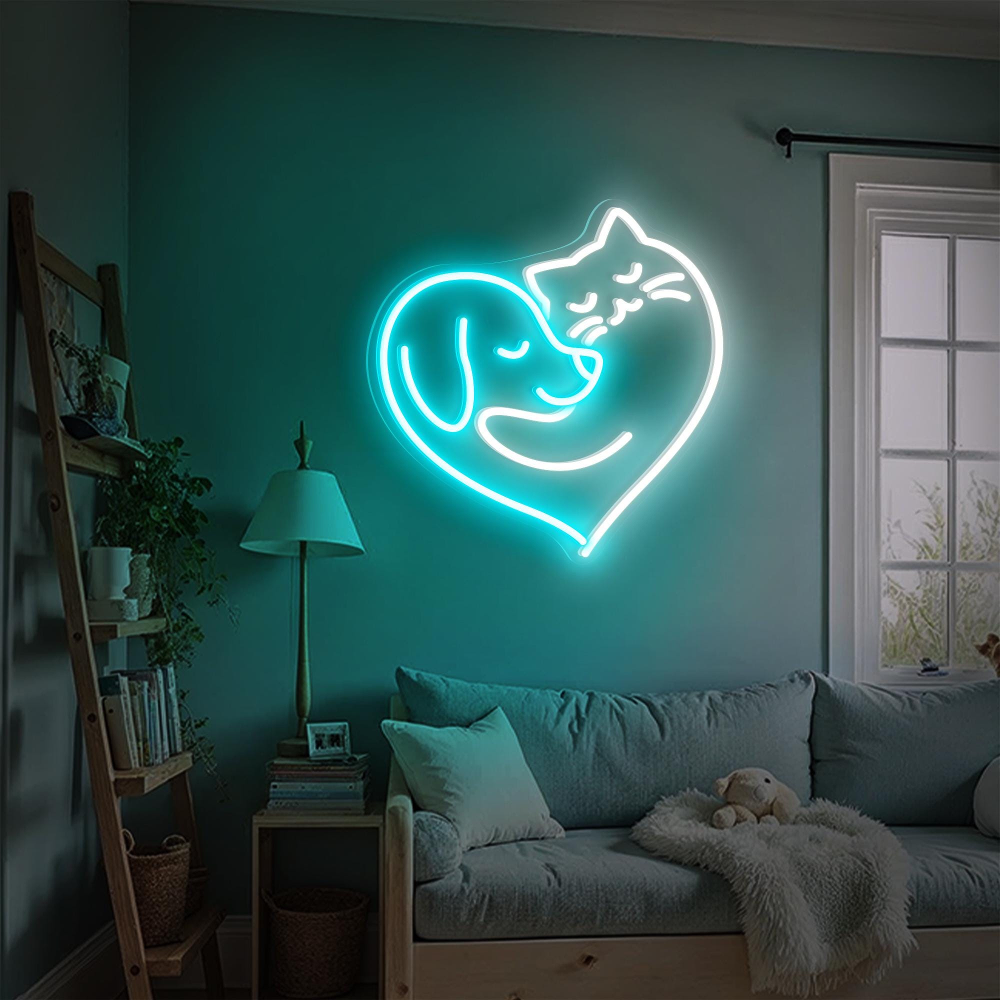 Dog Loves Cat Neon Sign Love Dog Neon Light Pet Shop Spa Sign Pet Lover Wall Art Bedroom Decor Gift for Dog Lover Gift for him Wall Decor