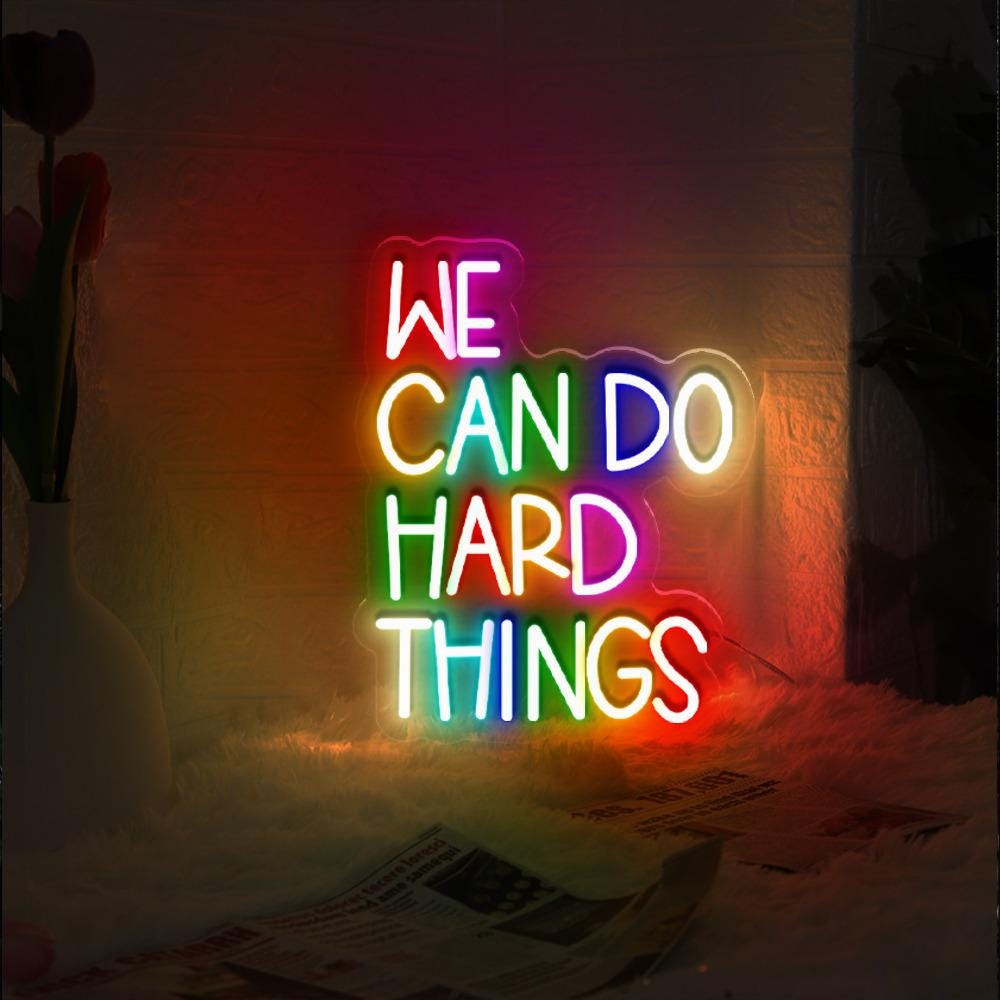 We Can Do Hard Things Neon Sign, Positive Affirmation, Kids Wall Neon, Growth Mindset, Classroom Decor, Positive Classroom, Education Gifts