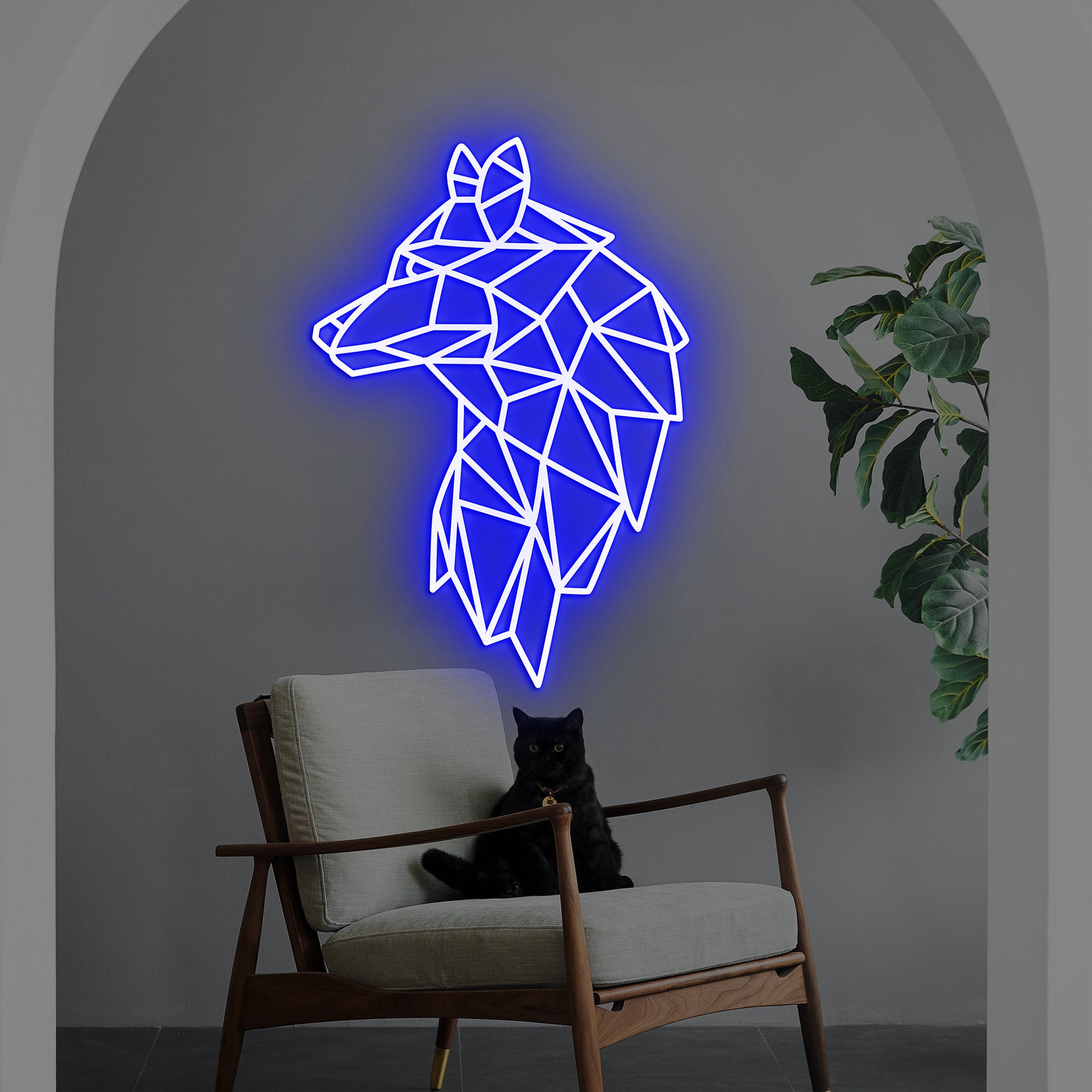 Geometric Wolf Neon Sign, Wolf Head Neon Light, Wolf Wall Decor, Wall Art, Wolf Led Sign, Wolf Figurine