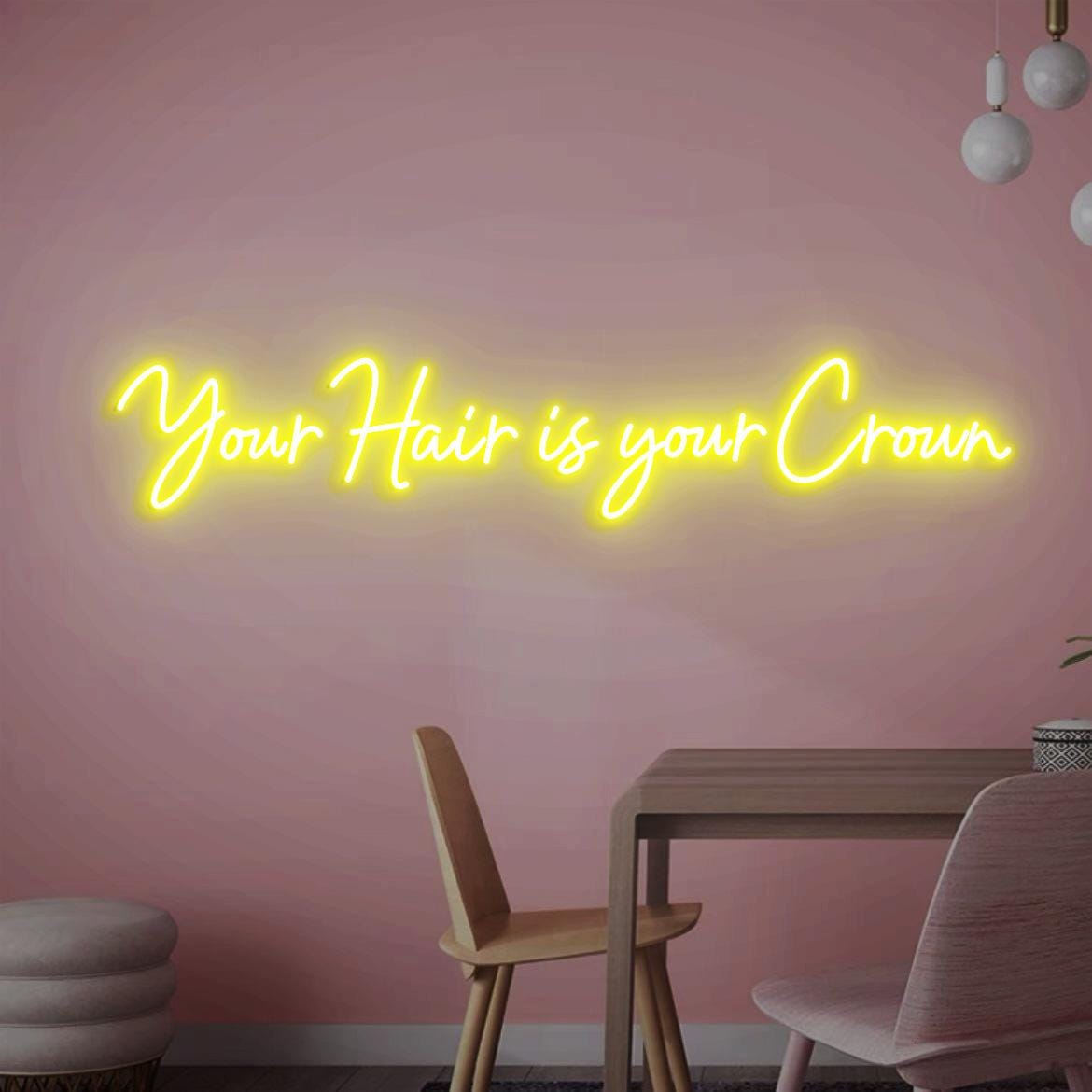 Your Hair is Your Crown Neon Sign, Beauty Salon Idea Wall Decor, Pink Salon Wall Decor, Beauty Room Neon Light Wall, Hair Salon Business
