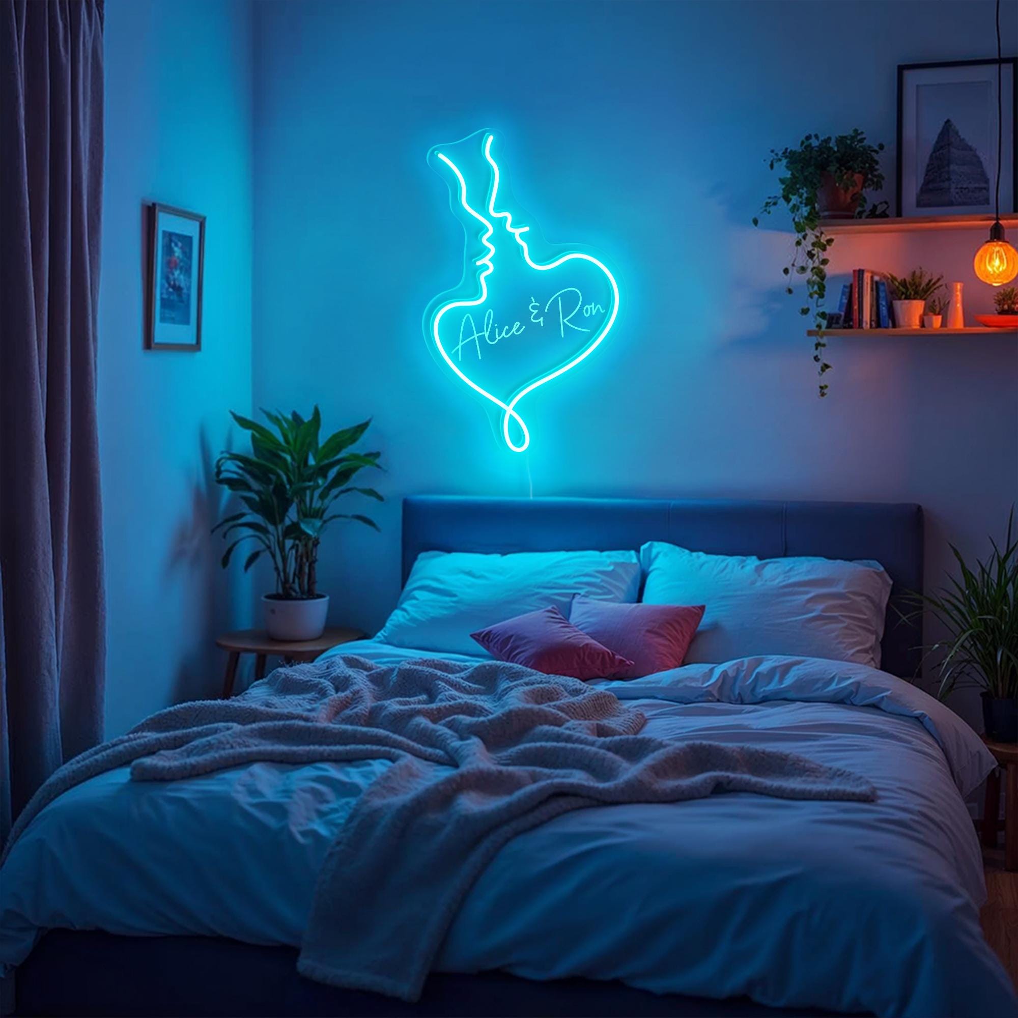 Custom Valentine Couple Names Neon Sign Valentines Decor Home Bedroom Wall Decor Wedding Party Decor Personalized Gifts Neon Light Up Sign