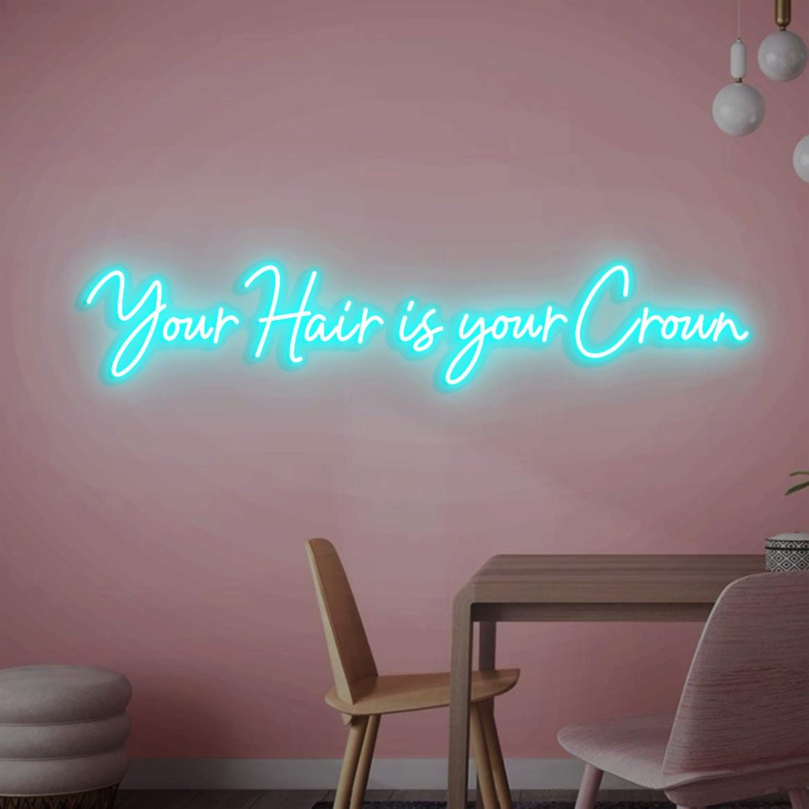 Your Hair is Your Crown Neon Sign, Beauty Salon Idea Wall Decor, Pink Salon Wall Decor, Beauty Room Neon Light Wall, Hair Salon Business