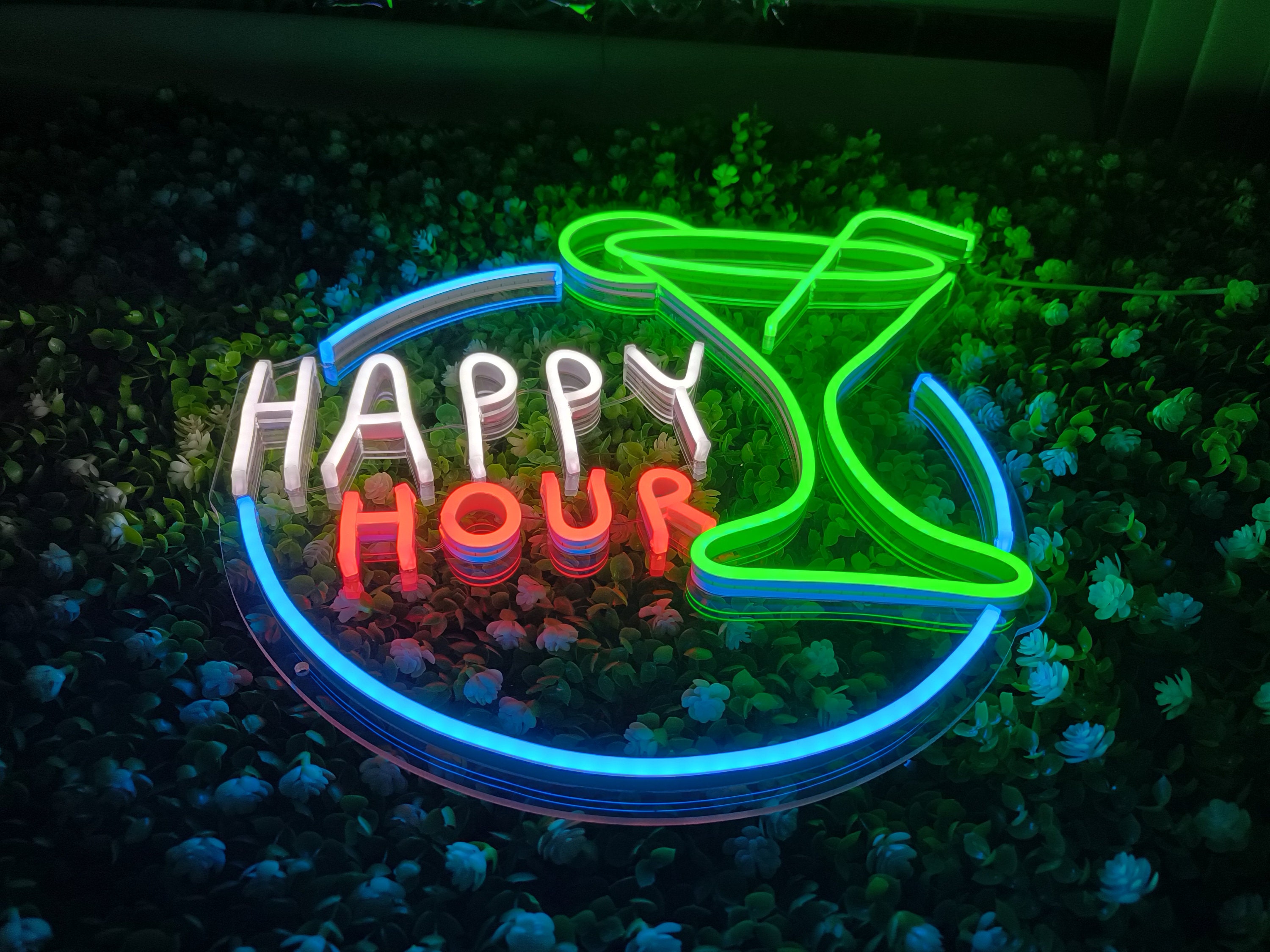 Happy Hour Neon Sign | Bar Neon Sign Custom | Neon Sign Light | Neon Light Led Art | Neon Sign Bedroom | Chat Room Neon Sign Wall Decor
