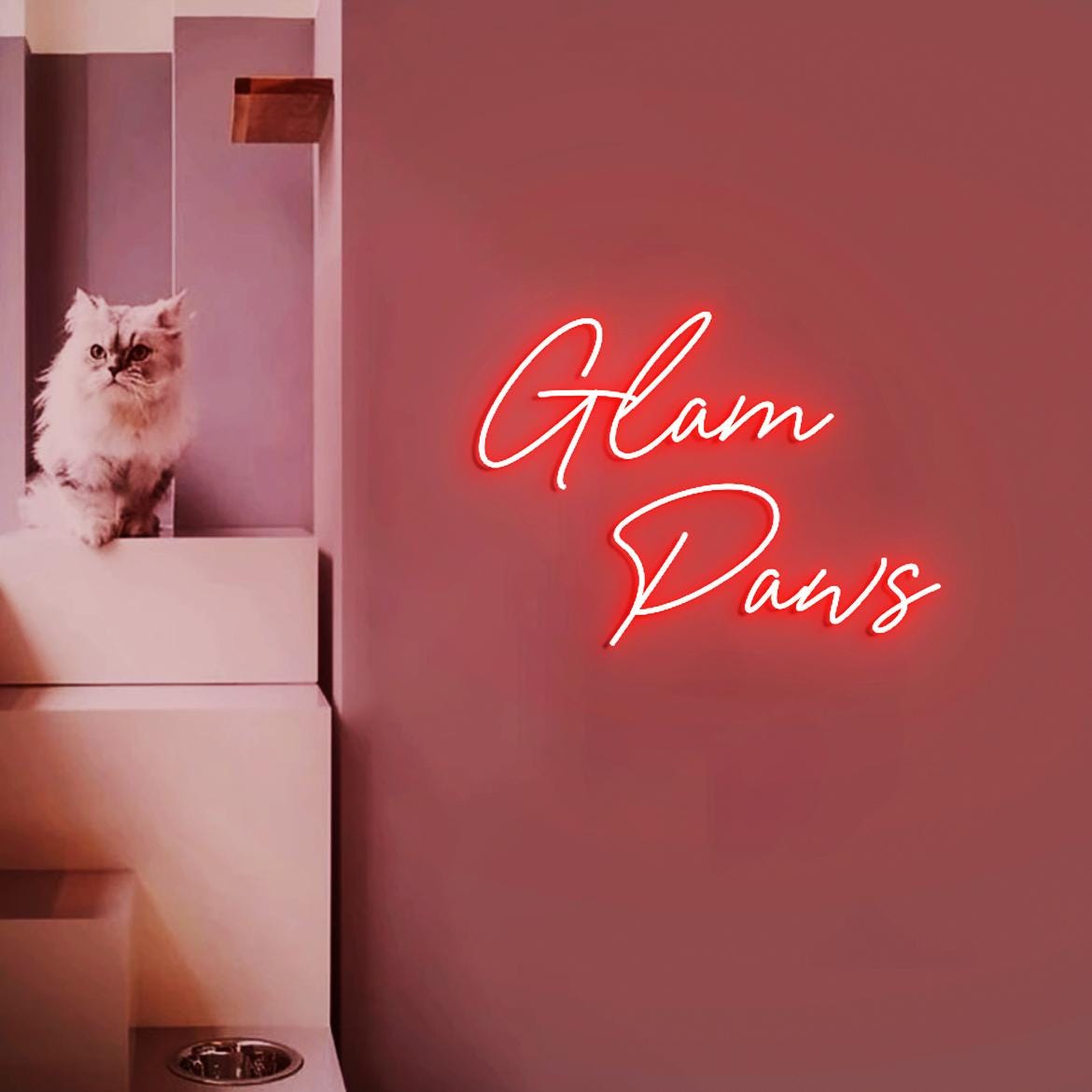 Glam Paws Neon Sign, Neon Lights for Pet Salon Wall, Dog Grooming Salon Decor Ideas, Neon Sign Display Grooming Dog Salon