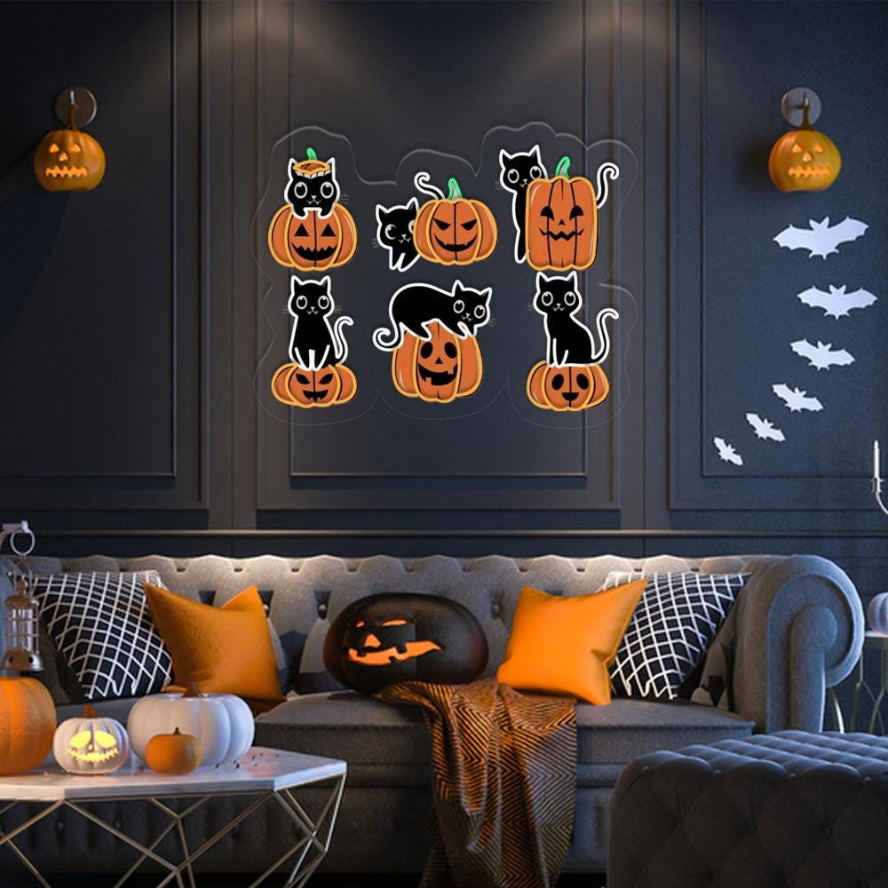 Halloween Neon Sign, Cat Neon Led, Ghost Neon, Halloween Neon, Cool Halloween Cat Neon, Cat Lover Neon, Black Cat Neon, 2024 Spooky Seas