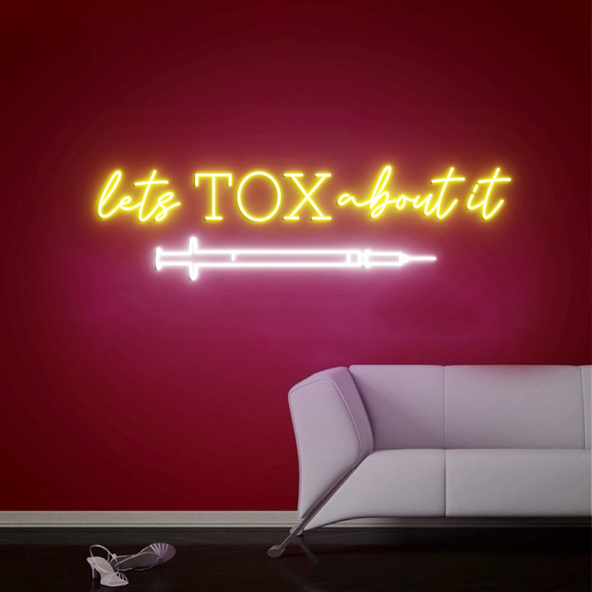 Lets TOX about it, Neon Lights Signs, Botox Sign, Botox Neon Sign, Med Spa Art Decorations, Medspa Décor, Plastic Surgery Office Art