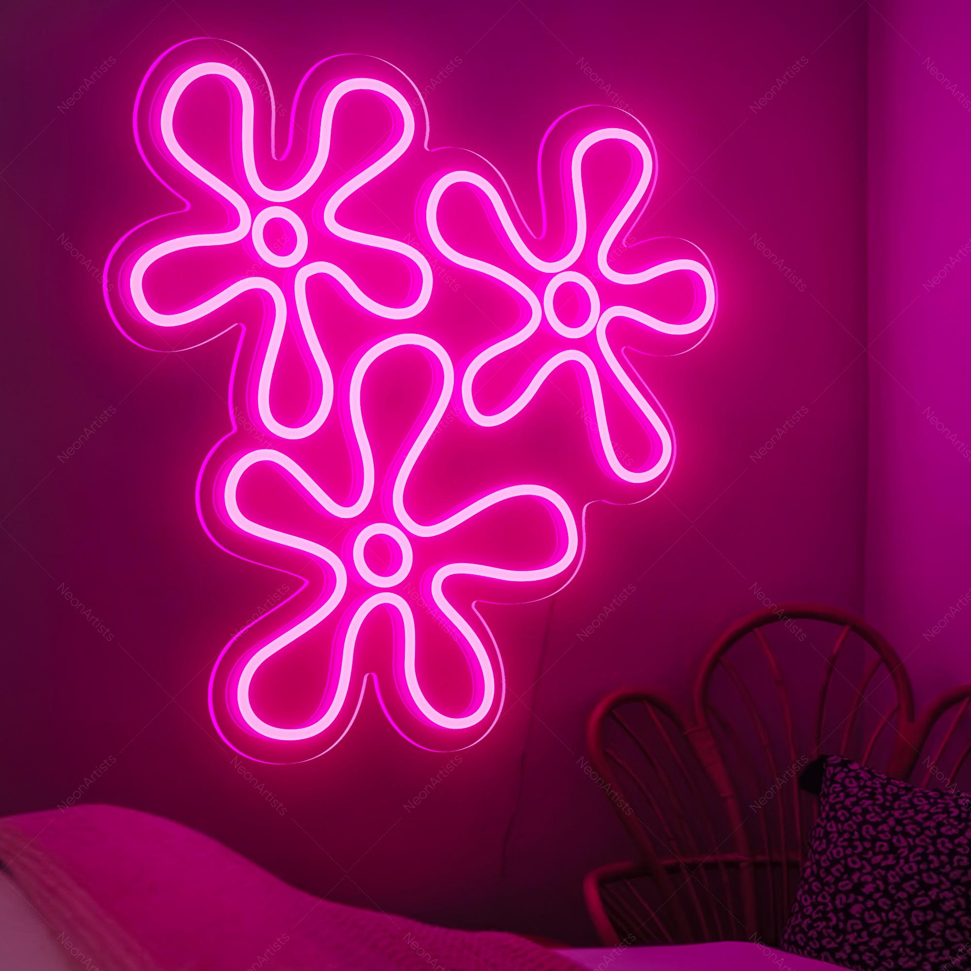 Popping Flowers Neon Sign|LED Custom Multi Colors Neon Lights For Home Room| Wall Decor| Custom Flower Neon Light|Wall Art Bedroom Decor