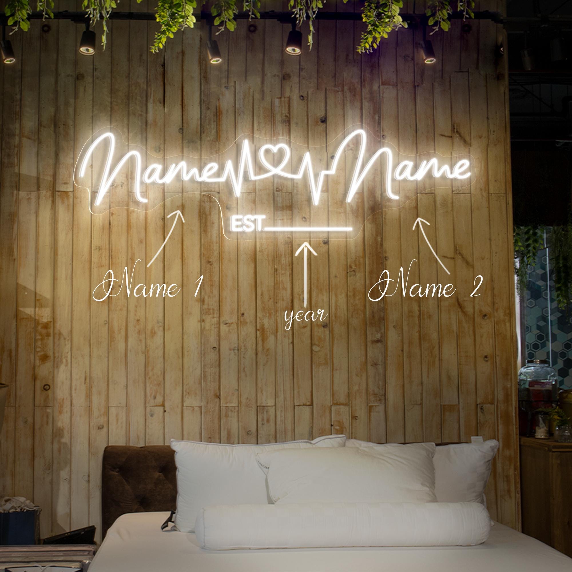 Custom Name Wedding LED Neon Sign, Personalized Wedding Decor, Romantic Neon Light, Bride and Groom Sign, Wedding Reception Wall Art