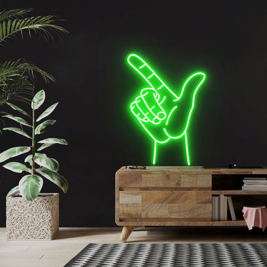 Texas Tech Hand Neon Sign, Hand Gesture, Guns Up, Texas Tech Neon Sign, Tech Hand Wall Art Sign