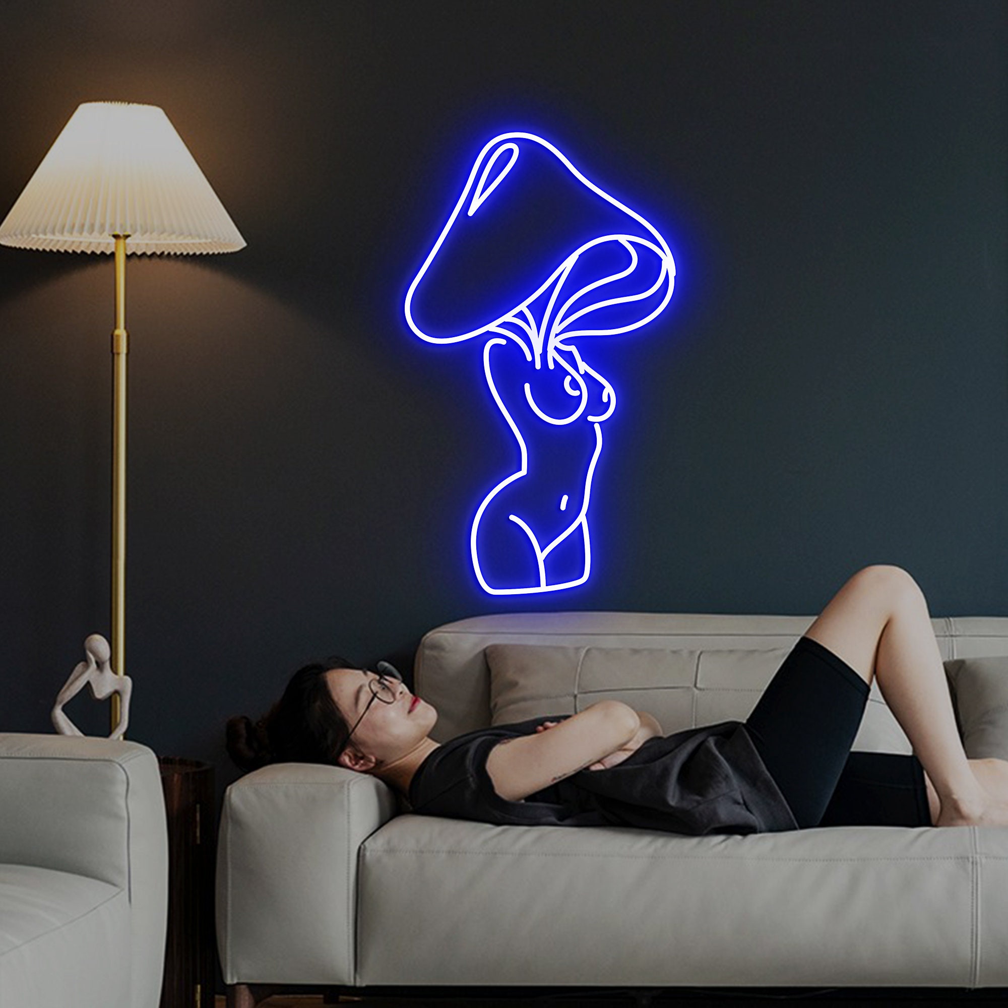 Mushroom Lady Led Neon Sign, Lady LED Lights, Bar Neon Sign for Man Cave Decor, Bedroom Wall Decor Party Art Decoration Gift for Her